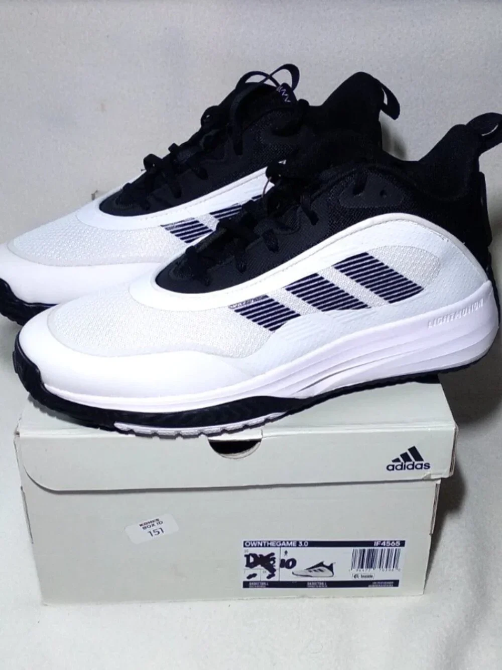 Adidas Own The Game 3.0 Mens Sz 10 Cloud White Black Basketball Shoe IF4565 New